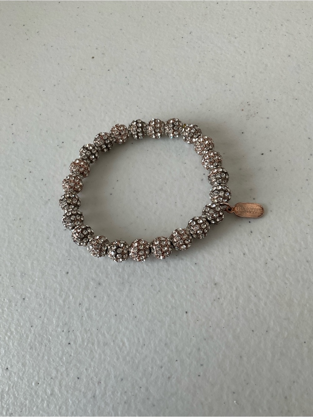 Lisa Freede Pave Crystal Stretch Bracelet in Rose Gold Tone